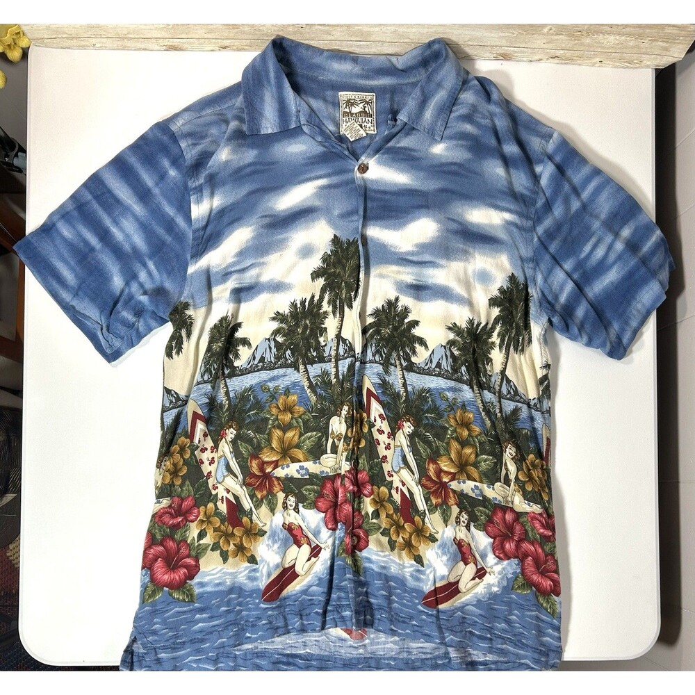 Steve and Barry's Classic Hawaiian Mens Surfing Ladies Button Down Shirt Size XL